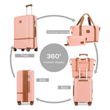 Joyway Luggage Set 3 Piece Suitcase Sets with Spinner Wheel,Hardside Expandable Travel Laggage with TSA Lock (13/20/24/28 Pink brown