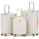 Joyway Luggage Set 3 Piece with TSA Lock and Spinner Wheels, PP Hard Shell Suitcase Set with Corner Protectors for Travel(White, 3 Piece set)