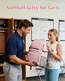 MATEIN Girls Softball Bag with Helmet Net, Lightweight Softball Backpack with Ventilated Shoe Compartment & Organizer Pocket, Youth Baseball Bag with Side Pockets for 40oz Tumbler & TBall Bats