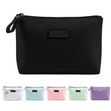 MAANGE Cosmetic Bags for Women Small Makeup Bag for Purse Pu Leather Makeup Pouch Travel Makeup Bag with Zipper Make Up Bag for Travelling (Black)