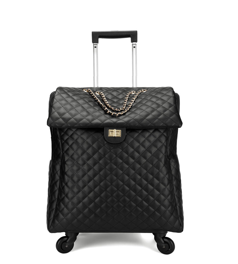 feilario 20in Leather Softside Carry on Suitcases Travel Duffel Bag with 4-rolling Spinner Wheels