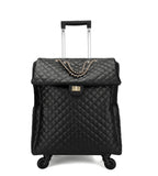 feilario 20in Leather Softside Carry on Suitcases Travel Duffel Bag with 4-rolling Spinner Wheels