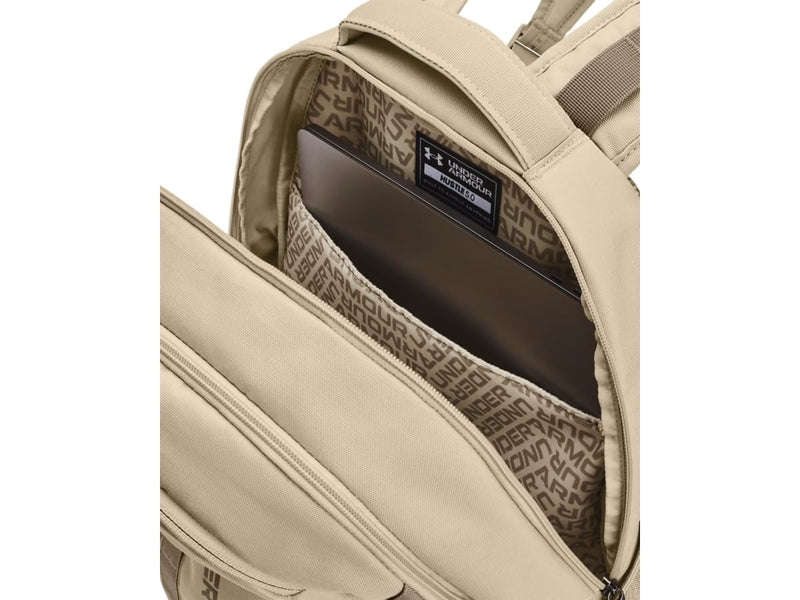 Under Armour Unisex-Adult Hustle Lite Backpack, (045) Downpour Gray / / Metallic Gold, One Size Fits All