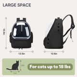 Breathable Cat Backpack Carrier, Large Space Cat Bubble Backpack for Kitty & Small Dog up to 18lbs, Foldable Cat Carrier Backpack, Transparent Airline Approved Carrier for Travel (Black)