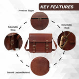 Indian Hando Art 10" Inch Leather Messenger Bag vintage Leather satchel Crossbody Bags for Men and Women (10 inch small)