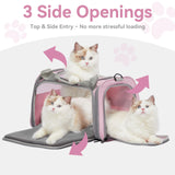 Airline Approved Cat Carrier 17.5×10.5×10.5 in, Escape-Proof Design with Locking Zippers & Safety Leash, Easy-Access 3-Way Entry, Washable Mat, Gift-Ready Holiday Choice for Cats up to 12 lb