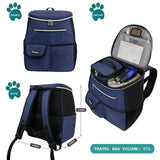 PetAmi Dog Travel Bag Backpack, Airline Approved Dog Bags for Traveling, Puppy Diaper Bag Supplies, Pet Camping Essentials Hiking Accessories Dog Mom Gift, Food Container, Collapsible Bowls, Navy Blue