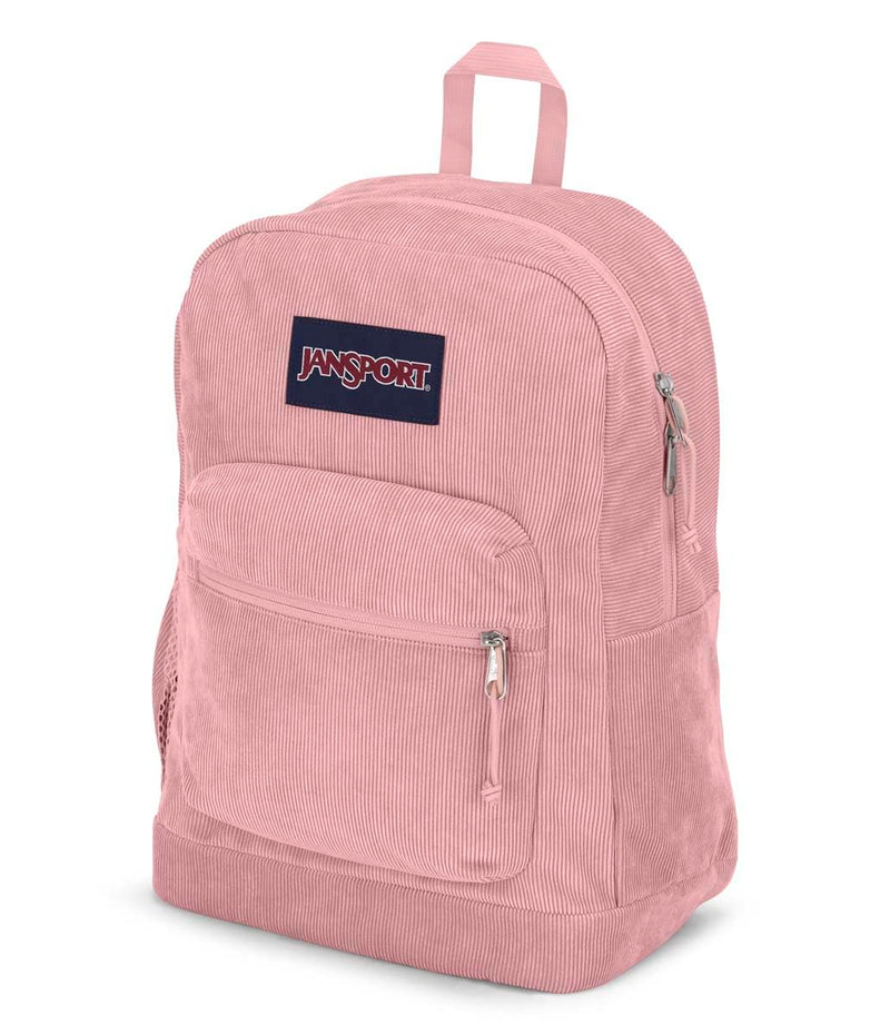 JanSport Cross Town Plus Remix Backpack - Padded Back Panel, Laptop Sleeve, and Front Pocket Organizer - Misty Rose Corduroy