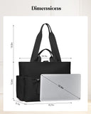 KALIDI Yoga Tote Bag for Women with Zipper Large Shoulder Bag Handbag with Pockets for Travel Vacation Work Gym Workout, Black