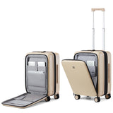 Hanke Grace Expandable Carry On Luggage with Wheels Airline Approved Hard Shell Suitcases with Front Pocket，Top Opening Luggage with TSA Lock for Short Business Travel, Cuban Sand.