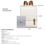 Cnoles Leather Backpack Purse For Women Fashion Ladies Vintage Bags Casual College Travel Backpacks Large bag White