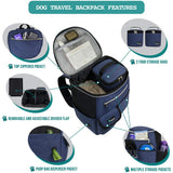 PetAmi Dog Travel Bag Backpack, Airline Approved Dog Bags for Traveling, Puppy Diaper Bag Supplies, Pet Camping Essentials Hiking Accessories Dog Mom Gift, Food Container, Collapsible Bowls, Navy Blue