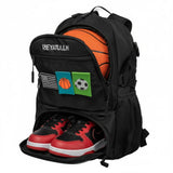 SEYATULLH Basketball Backpack with Ball Holder - Sports Equipment Bag with Shoe Compartment(Black)