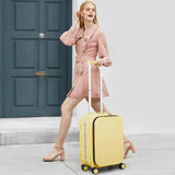 mixi Carry On Luggage, 20'' Suitcase with Front Pocket, Travel Rolling Luggage Aluminum Frame PC Hardside with Spinner Wheels & TSA Lock and Cover - Lark Yellow