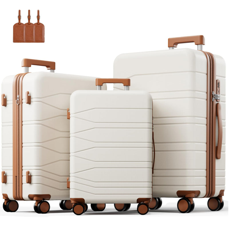 voyzap 3 Piece Luggage Set, 21/25/29 Inch Expandable Luggage Sets with Spinner Wheels, ABS+PC Hardshell Suitcases, Suitcase Set with YKK Zipper, TSA Lock & 3 Tags
