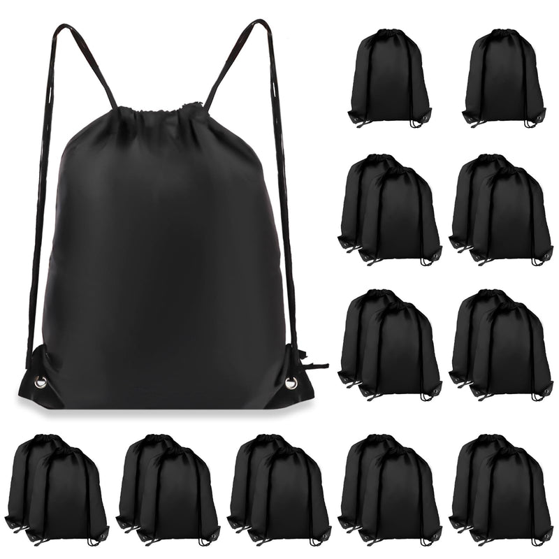 COIDEA Drawstring Backpack 20Pcs Drawstring Bags, Draw String Back Bag Drawstring Bags Bulk for Sports, Gym, Travel, Swimming, Beach (Black)