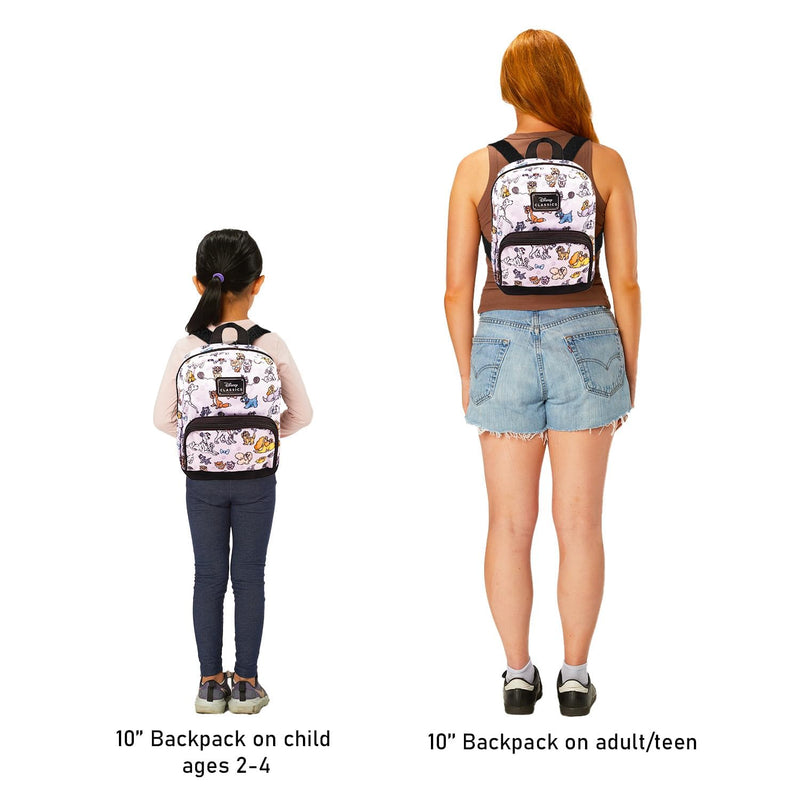 Disney Cats and Dogs Mini Backpack - 10" Exclusive Woven Small Backpack with Front Pocket | Adjusts to Fit Women, Teens, Girls, Kids