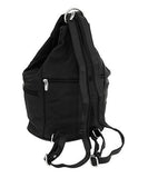 Womens Leather Convertible 7 Pocket Medium Size Tear Drop Sling Backpack Purse Shoulder Bag, Black