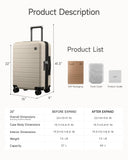 LUGGEX Carry On Luggage 22x14x9 Airline Approved,HUP3 Accelerate Access with DiHook, Handy Pouch, 20 inch Expandable Hard Shell Suitcases with Spinner Wheels (EX-Enhance,Sand Dune,20 Inch,37L-41L)