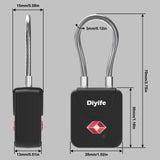 Luggage Locks with Key, [2 Pack] Diyife TSA Approved Luggage Locks, Suitcase Locks, Small TSA Travel Lock with Zinc Alloy Steel Cable Ideal for Backpacks, Bags, Toolbox, Case (Black)