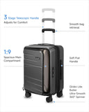 LUGGEX Carry On Luggage Top Opening, FLT Expandable Polycarbonate Hard Shell Suitcase with Wheels (FX-Lite, Charcoal Metallic, 20 Inch, 36L-41L)