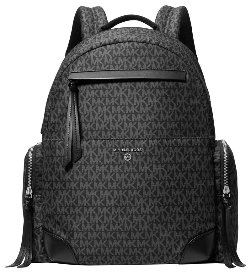 Michael Kors Prescott Large Backpack, Silver-Tone Hardware/Tonal Signature/Black, One Size