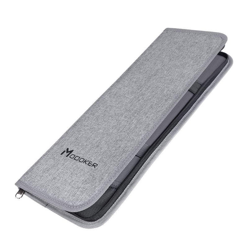 Modoker Tie Organizer Case Bag for Travel, Tie Holder Storage Box for Men Gift Necktie Carrier with Pockets for Cufflinks & Collar Stays, Rigid Anti-Wrinkle Ties Bag Fits 4–6 Ties, Grey