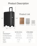LUGGEX Carry On Luggage,HUP3 Accelerate Access with DiHook, Handy Pouch, 20 inch Expandable Hard Shell Suitcases with Spinner Wheels (EX-Enhance,Reef Black,20 Inch,37L-41L)