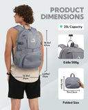 WATERFLY Hiking Packable Daypack Backpack: 25L Ultra Lightweight Day Pack for Woman Man - Small Compact Folding Back Pack for Outdoor Sport Cycling Camping Travel Trip - Gray