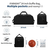 iFARADAY 47L Travel Duffel Bag with Shoe Compartment, Weekender Gym Duffle Bag with Luggage Sleeve & Multiple Pockets for Overnight Trips (Black)