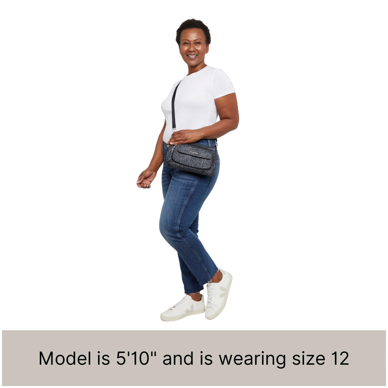 Baggallini Women's Original Everyday Bag with Built-in RFID Wallet, Black Cheetah, One Size US