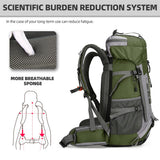 King'sGuard 60L Hiking Backpack for Men and Women Lightweight Camping Hiking Backpack with Rain Cover Large Waterproof Travel Backpack Backpacking Pack (Army Green)
