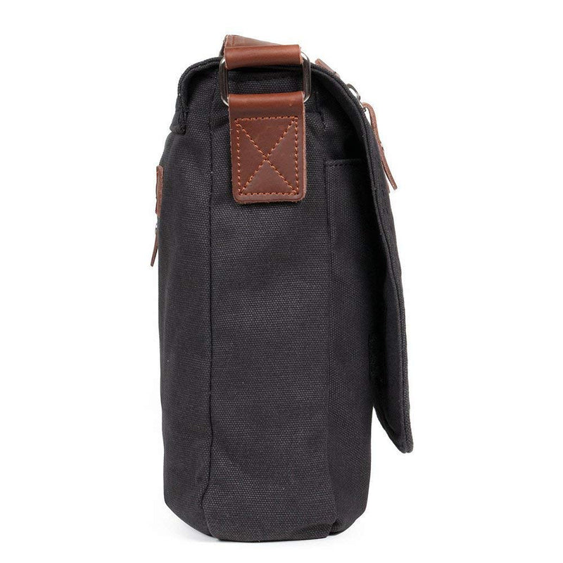 AUGUR Messenger Bag,Casual Shoulder Sling Bag Canvas Satchel Bag Crossbody Bags for Men Work Office Laptop Bag fit 13 inch - Black