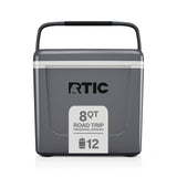 RTIC 8 QT Road Trip Personal Cooler, Small, Compact, Insulated, Portable Ice Chest Box for Food, Drink, Beverage, Beach, Camping, Picnic, Fishing, Boat, 12-Can Capacity, Dark Grey & Cool Grey