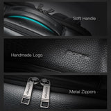 BOPai Genuine Leather Backpack for Men Multi-Function 15.6 inch Laptop Premium Executive Business Travel Friendly Smart Rucksack Anti Theft Large Capacity Office Classic Black