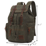 KAUKKO Vintage Casual Canvas and Leather Rucksack Backpack