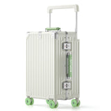 ROPLUS Aluminium Frame Carry on Luggage with Smooth Jelly Wheels, Hardside Zipperless Rolling Suitcase with TSA Lock (WhiteGreen, 21-Inch)