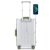 ROAMING 24 Inch Check Luggage Durable Aluminum Zipperless Luggage Airline Approved, Hardside Suitcase with TSA Lock USB Port and Spinner Wheels, Smart Organizational Pockets Maximize Packing Space