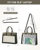 LOVEVOOK Laptop Bag for Women, 15.6 Inch Large PU Leather Tote Bag, Professional Teacher Work Bag, Waterproof Business Computer Briefcase, Shoulder Tote Purse for Office