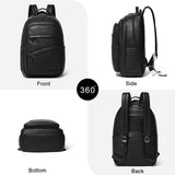 LATMAP 43L Backpack for Women Men - Vegan Leather Backpack Purse Travel Carry-on Bag College Bookbag Work fits 17" Laptop, Black