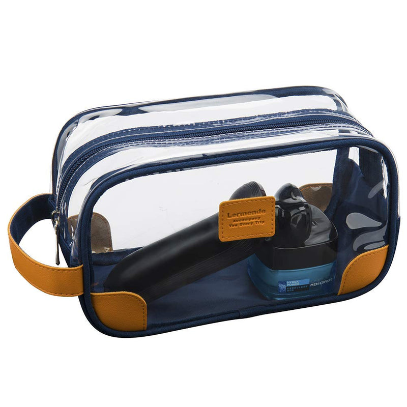 Lermende Clear Toiletry Bag for Traveling, Large Toiletry Bag for Men. Hanging Dopp Kit/Travel kit/Clear Mens Bag/Unisex Bathroom Travel Bag for Mens(Blue)