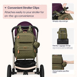 BabbleRoo Diaper Bag Backpack - Travel Large Baby Diaper Bag with Changing pad, Waterproof Baby Bags for Mom & Dad, Unisex Bags with Pacifier Case, Luggage Strap & Stroller Clips– Army Green