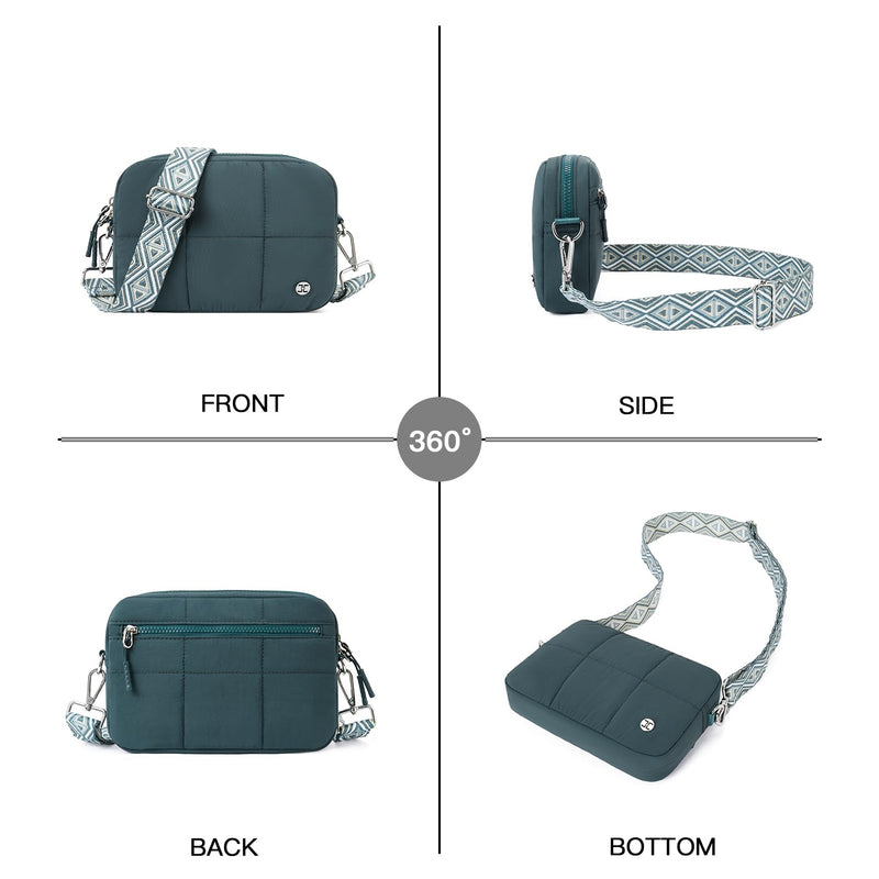 Telena Crossbody Bags for Women Crossbody Purse Lightweight Puffer Shoulder Bag for Travel Green