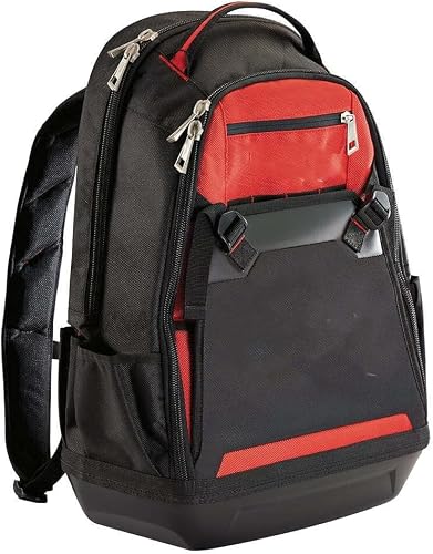 MILWUEKEE 48-22-8200 Suitable for Milwaukee 35-Pocket Impact Resistant 1680 Ballistic Jobsite Backpack, Red, Black