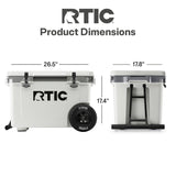 RTIC 52 Quart Ultra-Light Wheeled Hard Cooler Insulated Portable Ice Chest Box for Beach, Drink, Camping, Picnic, Fishing, Boat, Barbecue, 30% Lighter Than Rotomolded Coolers, Trailblazer
