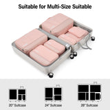 Hanke 7 Sets (Pink) Travel Organizer Bags and 24 Inch Expandable Checked Luggage(Ivory White), Compressible Expandable Packing Organizers,Packing Cubes for Travel