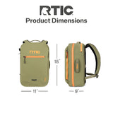 RTIC Ultra Dry Backpack, Waterproof Outdoor Floating Bags for Hiking, Travel, Camping, Boating, Backpacking, 26L, Olive & Orange