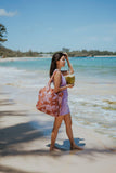 Roxy Cotton Tote Bag | Everyday Carry | Beach | Travel | Vacation | Reusable | Lightweight, Anti Bad Vibes - Ditsy Orchid