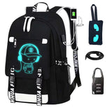 RM Family School Backpack for Boys Print Backpack Teenagers Anime Large School Bag Outdoor Reflective Daypack.Luminous Pattern Travel Laptop Backpack - With Usb Charging Port Headphone port