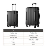 Japovker Luggage Sets 2 Piece Large Suitcases with Spinner Wheels, 20/28 Inch Hardshell ABS Expandable Luggage Set, Lightweight Suitcase Set with TSA Lock for Men Women Business Trip (Black)